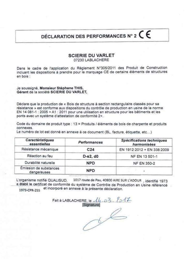 Déclaration des performances CE n°2