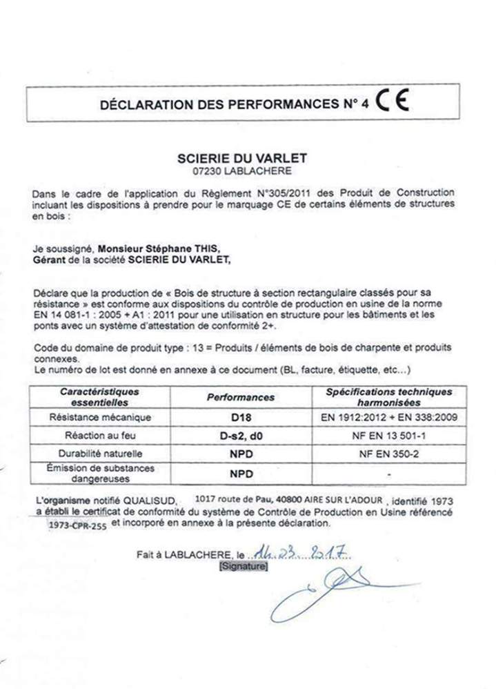 Déclaration des performances CE n°4